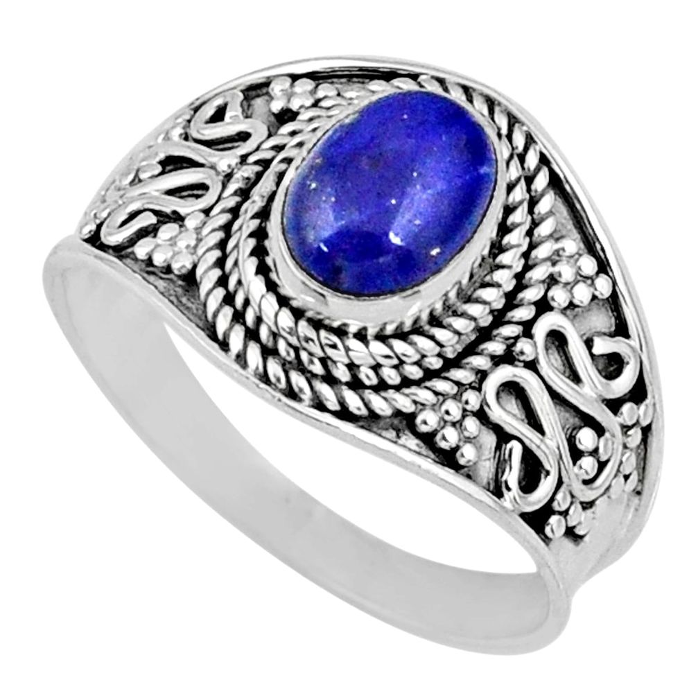 2.09cts natural blue lapis lazuli 925 silver solitaire ring size 9 r57979