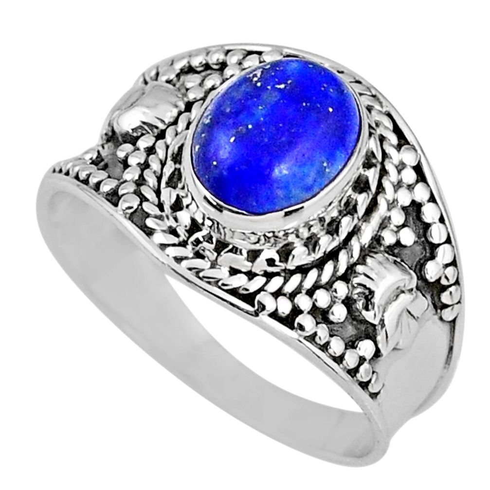 3.01cts natural blue lapis lazuli 925 silver solitaire ring size 9 r58258