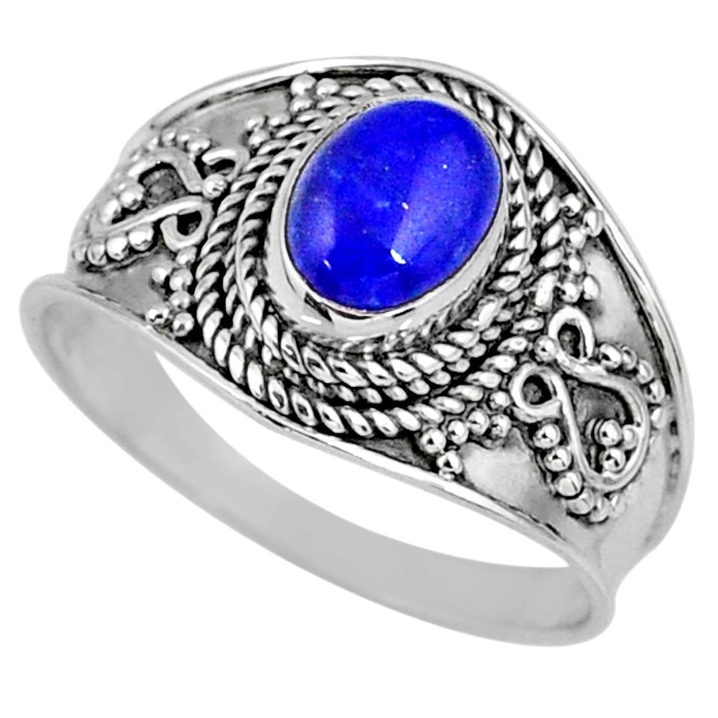1.95cts natural blue lapis lazuli 925 silver solitaire ring size 9 r58606