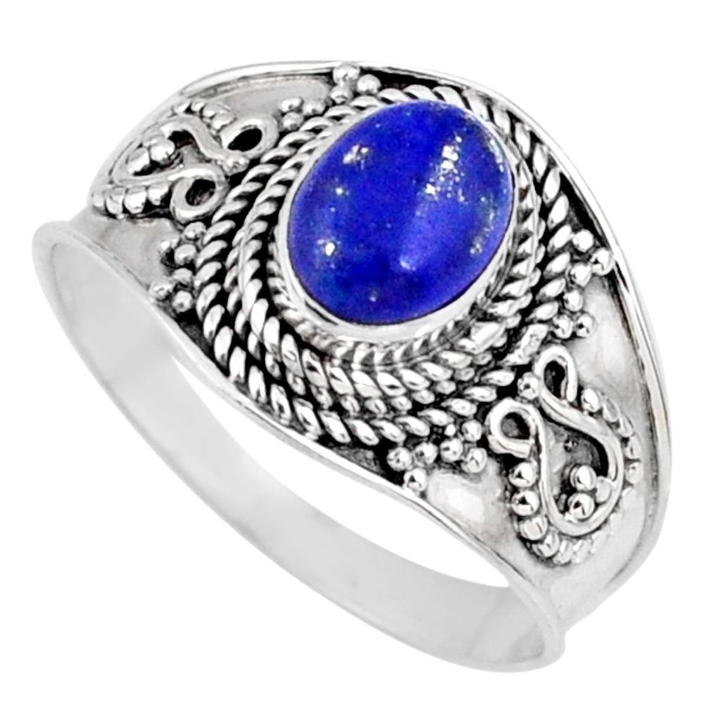 1.81cts natural blue lapis lazuli 925 silver solitaire ring size 9 r58609