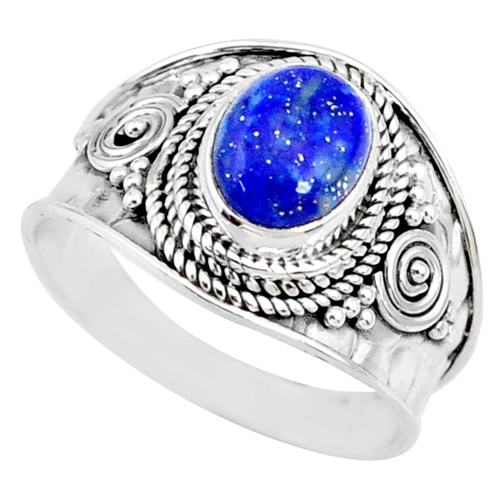 3.19cts natural blue lapis lazuli 925 silver solitaire ring size 9 r74682