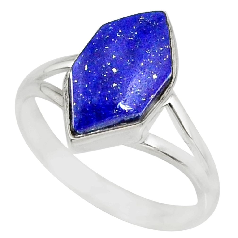 5.20cts natural blue lapis lazuli 925 silver solitaire ring size 9 r80159