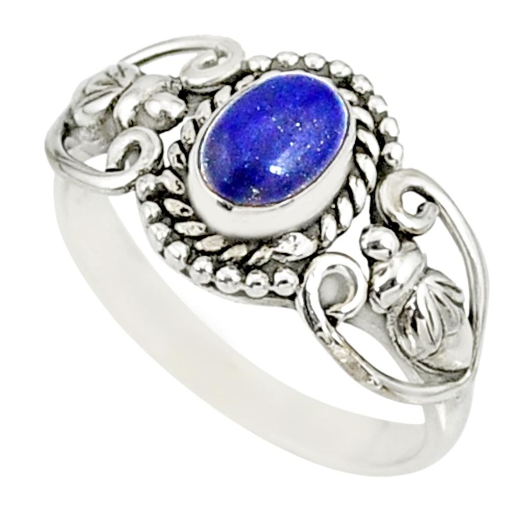 1.56cts natural blue lapis lazuli 925 silver solitaire ring size 9 r82507