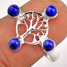 1.20cts natural blue lapis lazuli 925 silver tree of life ring size 8 t88730