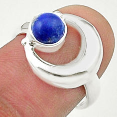 1.06cts natural blue lapis lazuli 925 sterling silver moon ring size 7 u36638