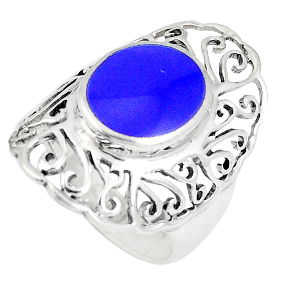 3.41cts natural blue lapis lazuli 925 sterling silver ring size 5.5 c12900