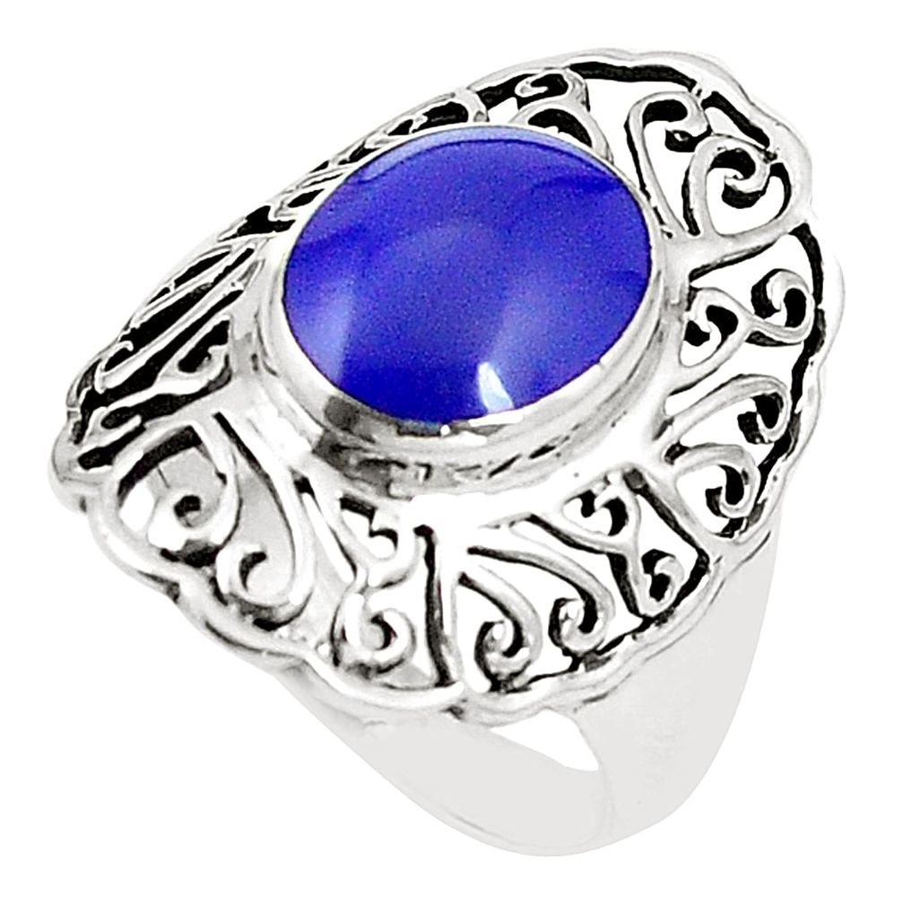 Natural blue lapis lazuli 925 sterling silver ring jewelry size 8.5 c12338