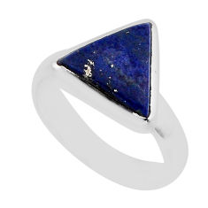 4.51cts natural blue lapis lazuli 925 sterling silver ring jewelry size 6 y61620