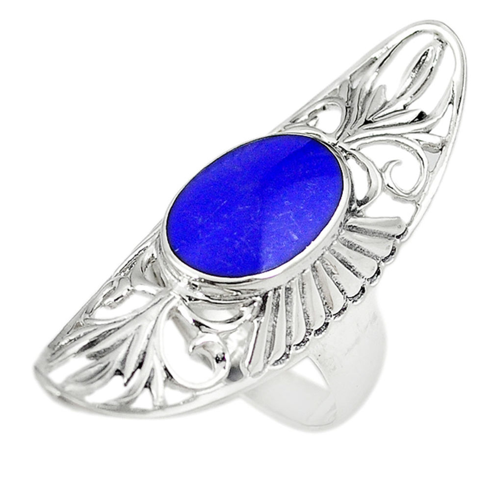 Natural blue lapis lazuli 925 sterling silver ring jewelry size 7 c12103