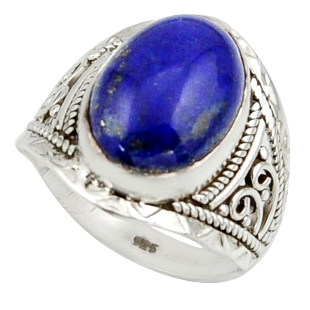 6.39cts natural blue lapis lazuli 925 sterling silver ring jewelry size 7 r42804