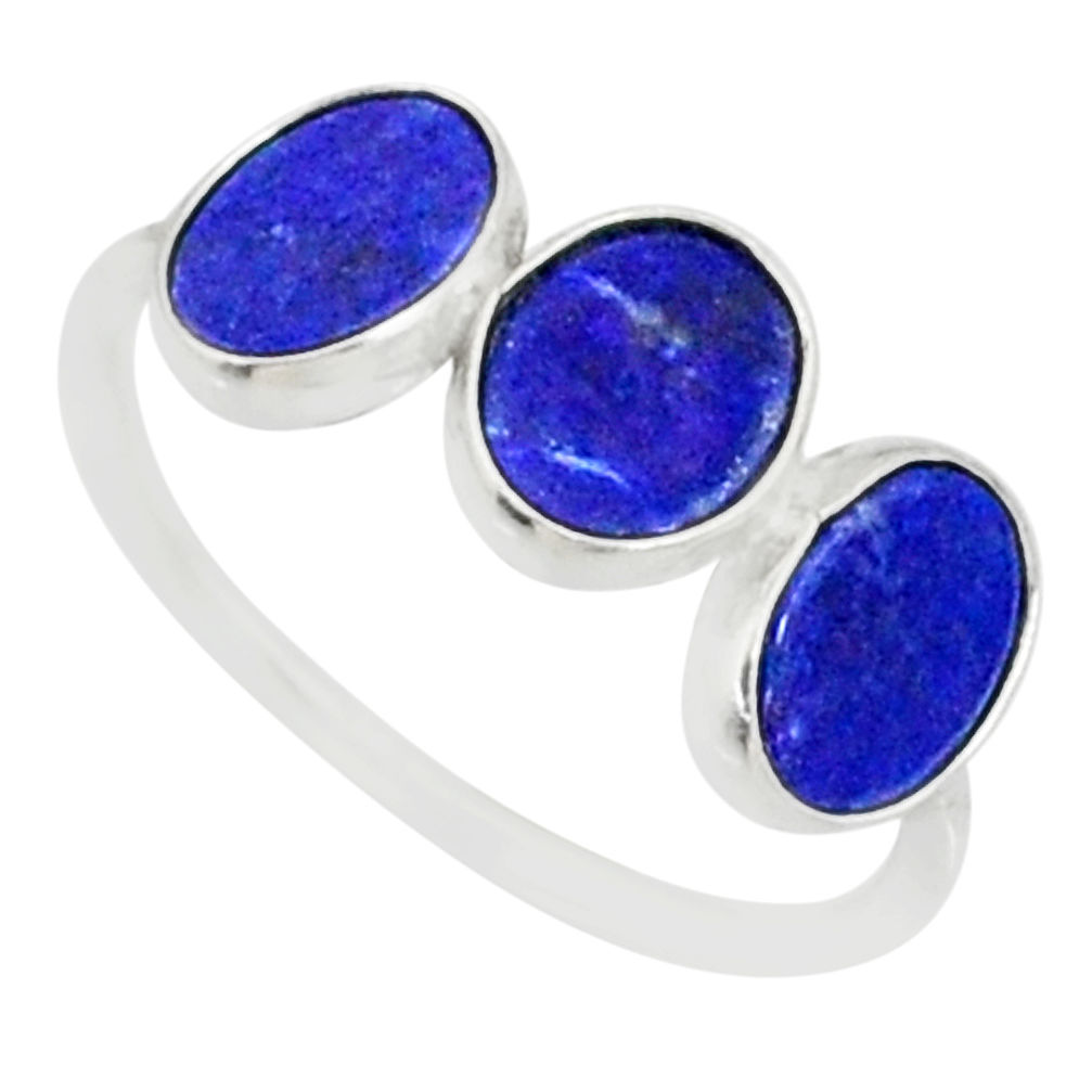 5.67cts natural blue lapis lazuli 925 sterling silver ring jewelry size 7 r88022