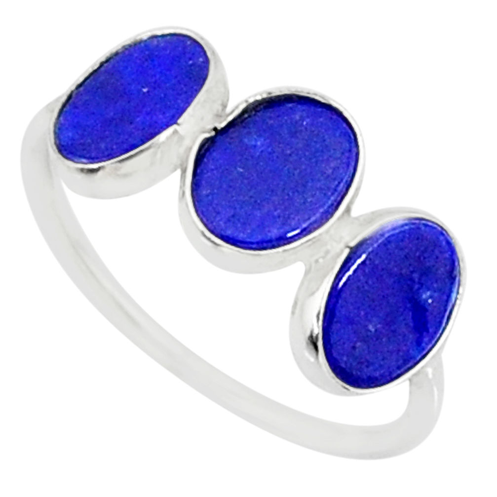 5.70cts natural blue lapis lazuli 925 sterling silver ring jewelry size 7 r88039