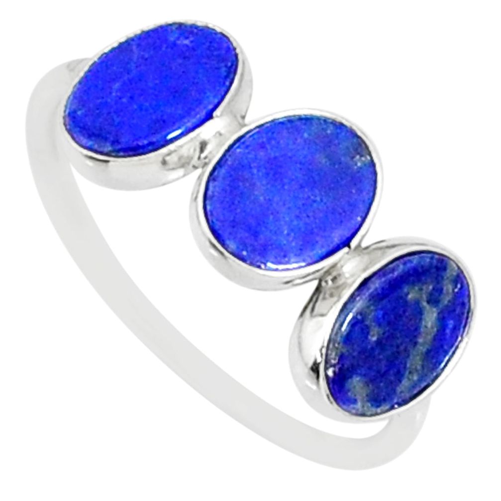 5.28cts natural blue lapis lazuli 925 sterling silver ring jewelry size 7 r88046