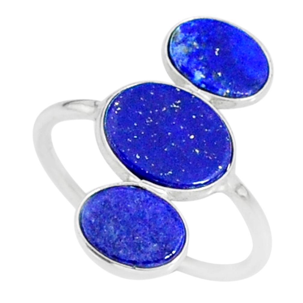 6.86cts natural blue lapis lazuli 925 sterling silver ring jewelry size 7 r88135