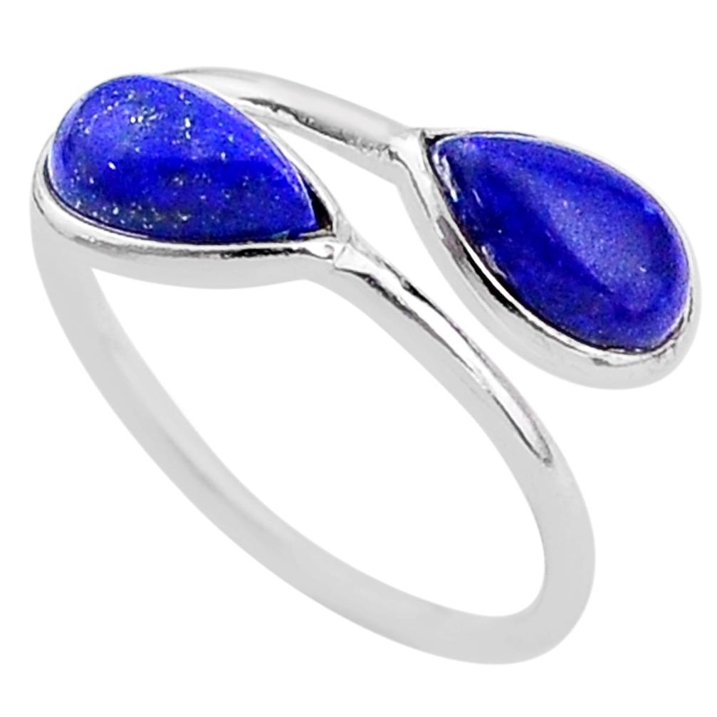 4.05cts natural blue lapis lazuli 925 sterling silver ring jewelry size 7 t1706