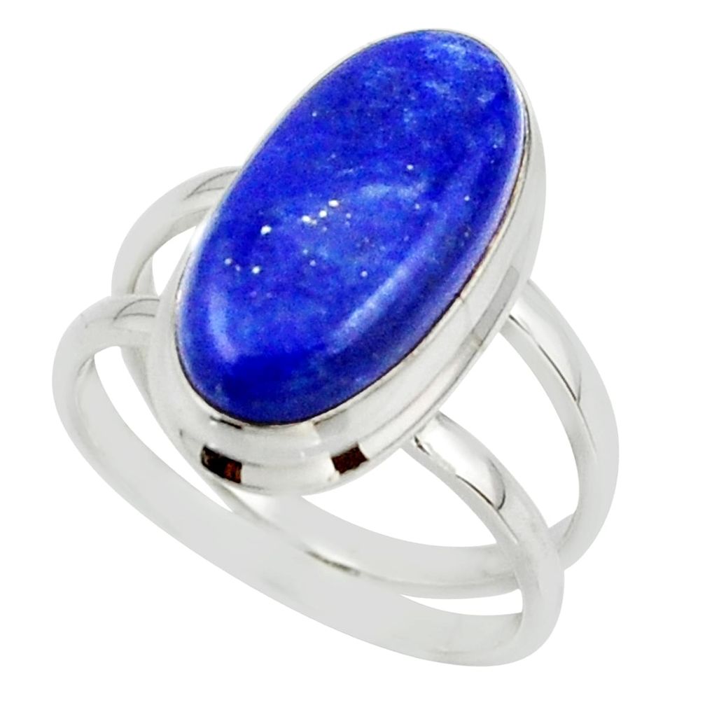 7.53cts natural blue lapis lazuli 925 sterling silver ring jewelry size 8 r42194