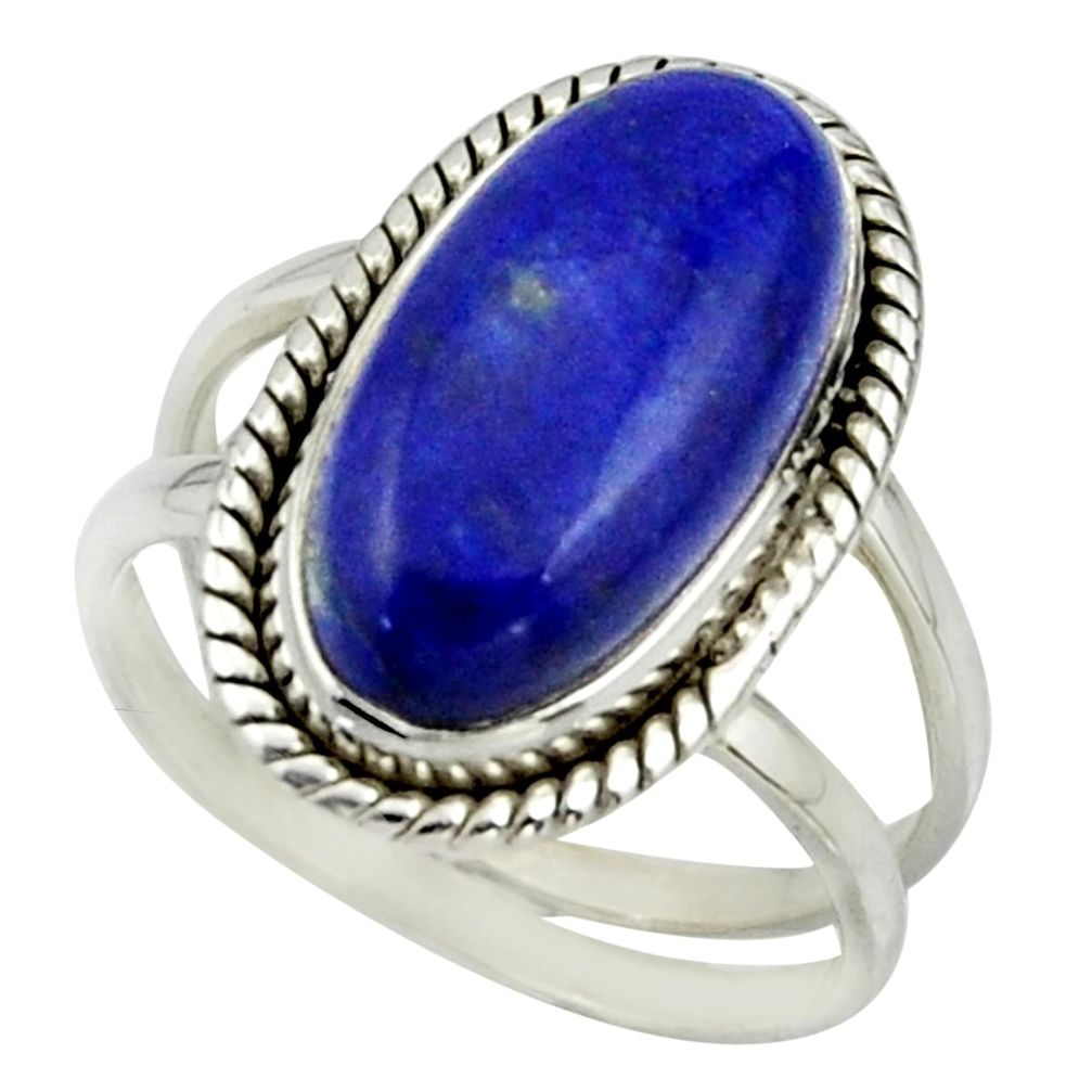 8.56cts natural blue lapis lazuli 925 sterling silver ring jewelry size 8 r42220