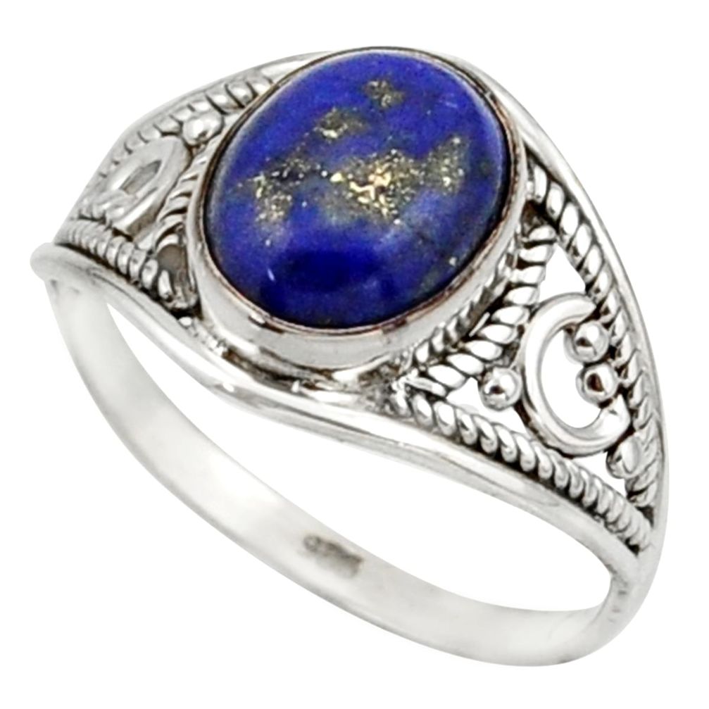 3.68cts natural blue lapis lazuli 925 sterling silver ring jewelry size 8 r42751