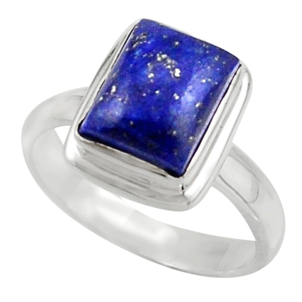 4.21cts natural blue lapis lazuli 925 sterling silver ring jewelry size 8 r42765