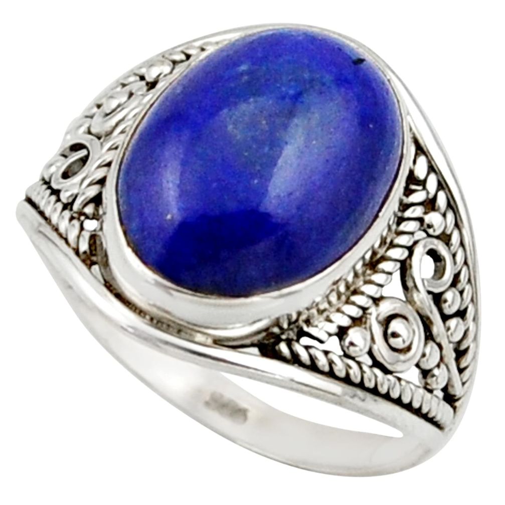 5.94cts natural blue lapis lazuli 925 sterling silver ring jewelry size 8 r42790