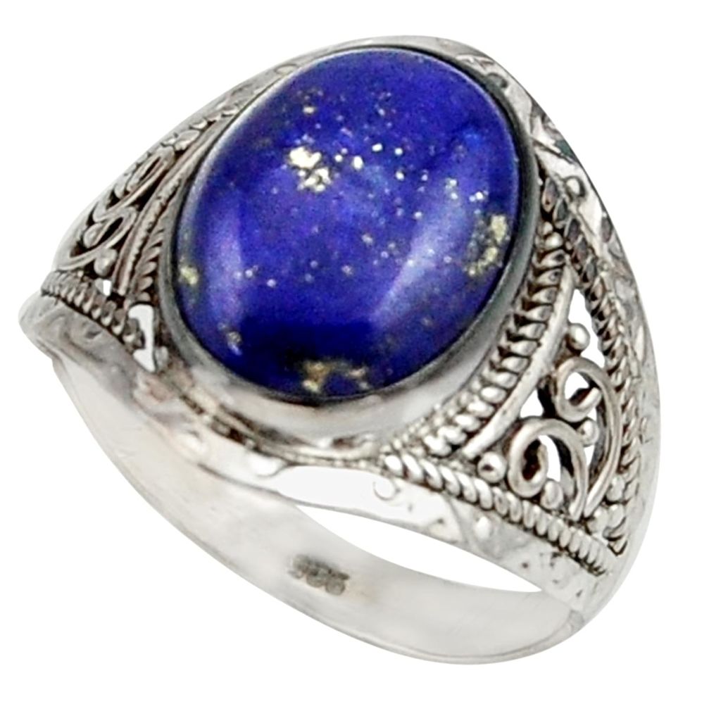 6.13cts natural blue lapis lazuli 925 sterling silver ring jewelry size 9 r42806