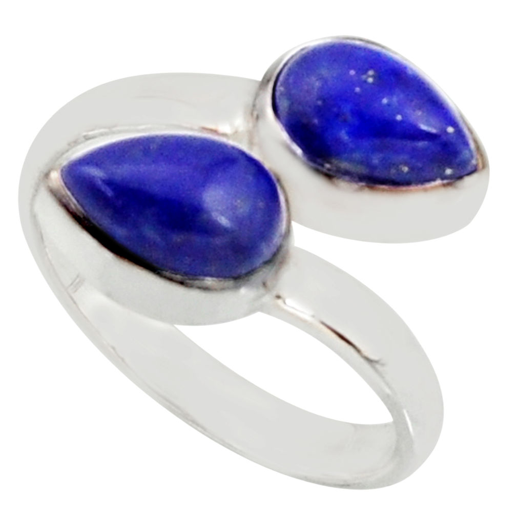4.92cts natural blue lapis lazuli 925 sterling silver ring size 7.5 r37951
