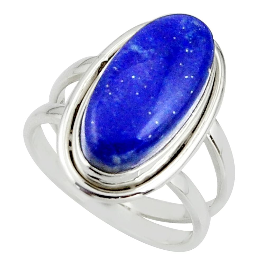 7.38cts natural blue lapis lazuli 925 sterling silver ring size 7.5 r42192