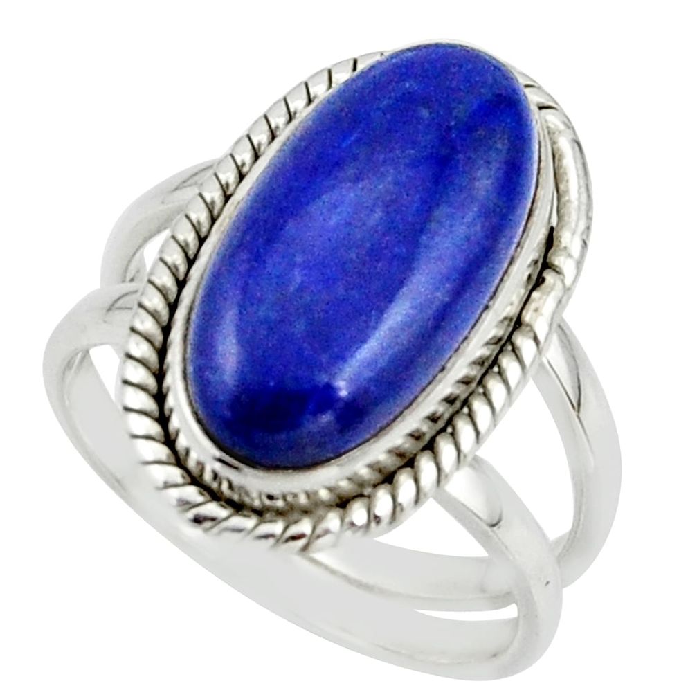 7.50cts natural blue lapis lazuli 925 sterling silver ring size 7.5 r42193