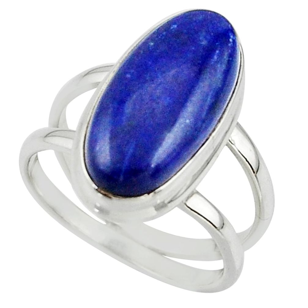 7.05cts natural blue lapis lazuli 925 sterling silver ring size 7.5 r42195