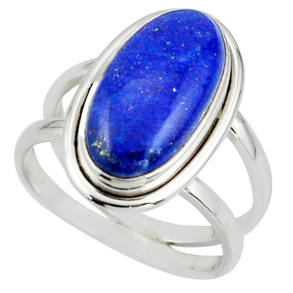 7.21cts natural blue lapis lazuli 925 sterling silver ring size 8.5 r42196