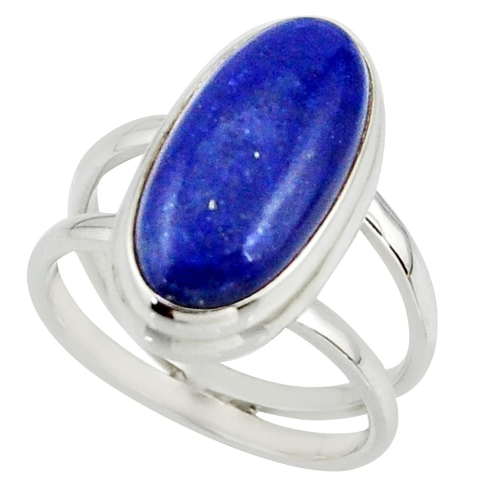 6.91cts natural blue lapis lazuli 925 sterling silver ring size 7.5 r42200