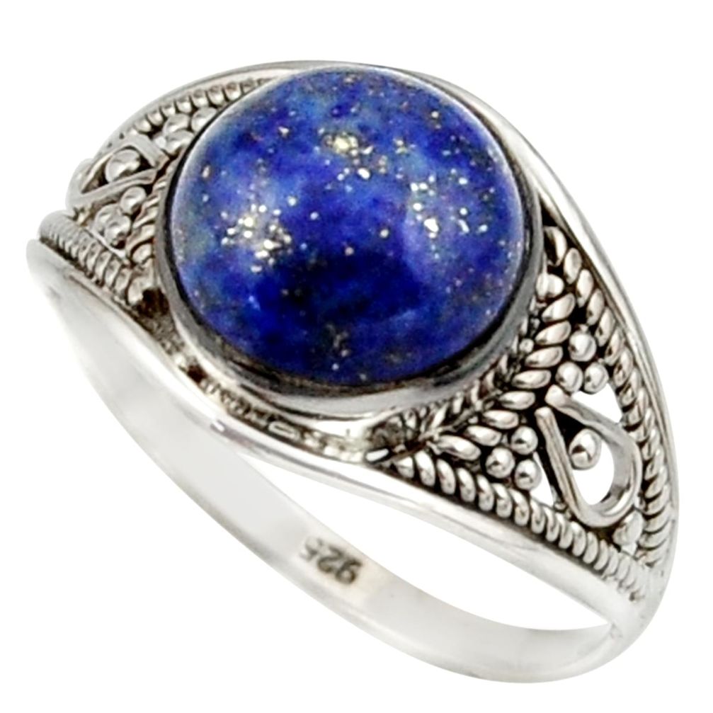 5.16cts natural blue lapis lazuli 925 sterling silver ring size 9.5 r42789