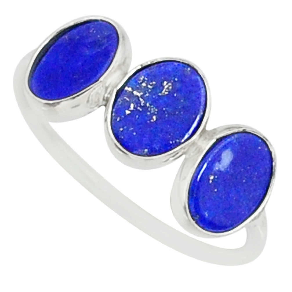 5.15cts natural blue lapis lazuli 925 sterling silver ring size 7.5 r88024