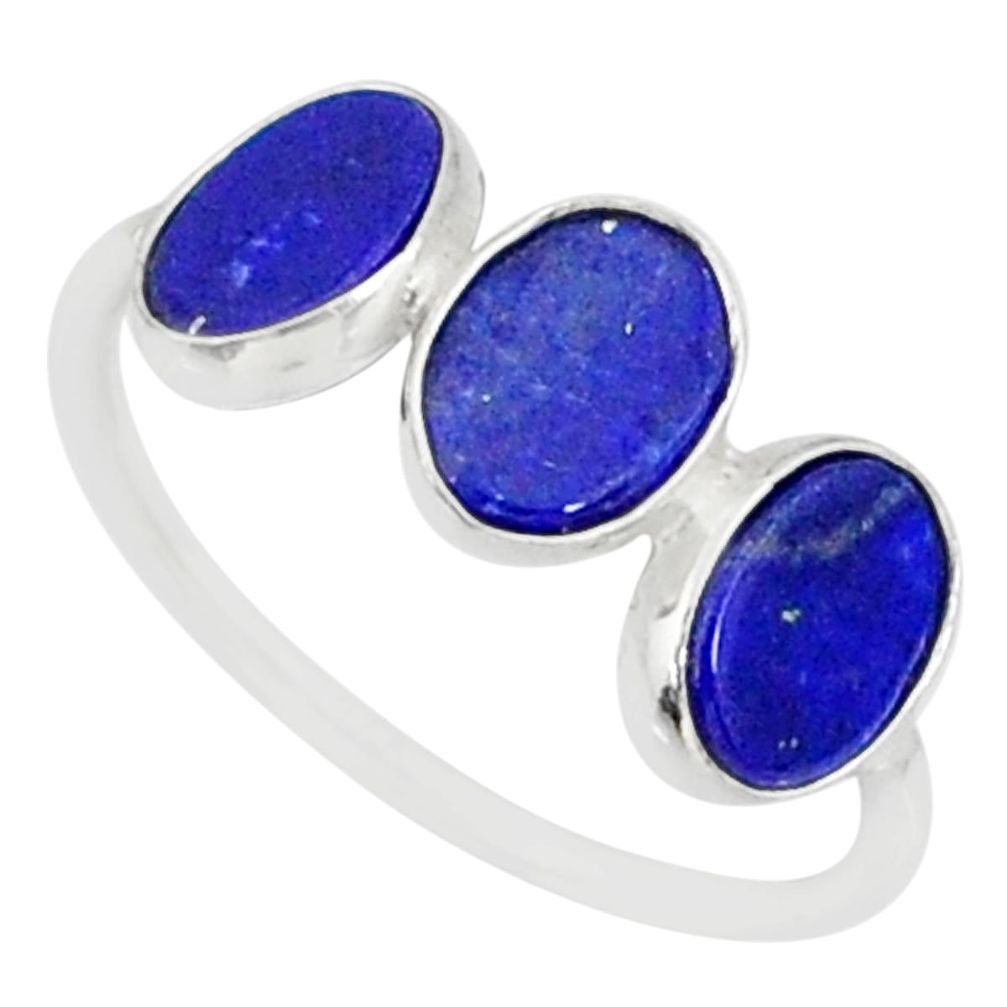 5.58cts natural blue lapis lazuli 925 sterling silver ring size 7.5 r88030