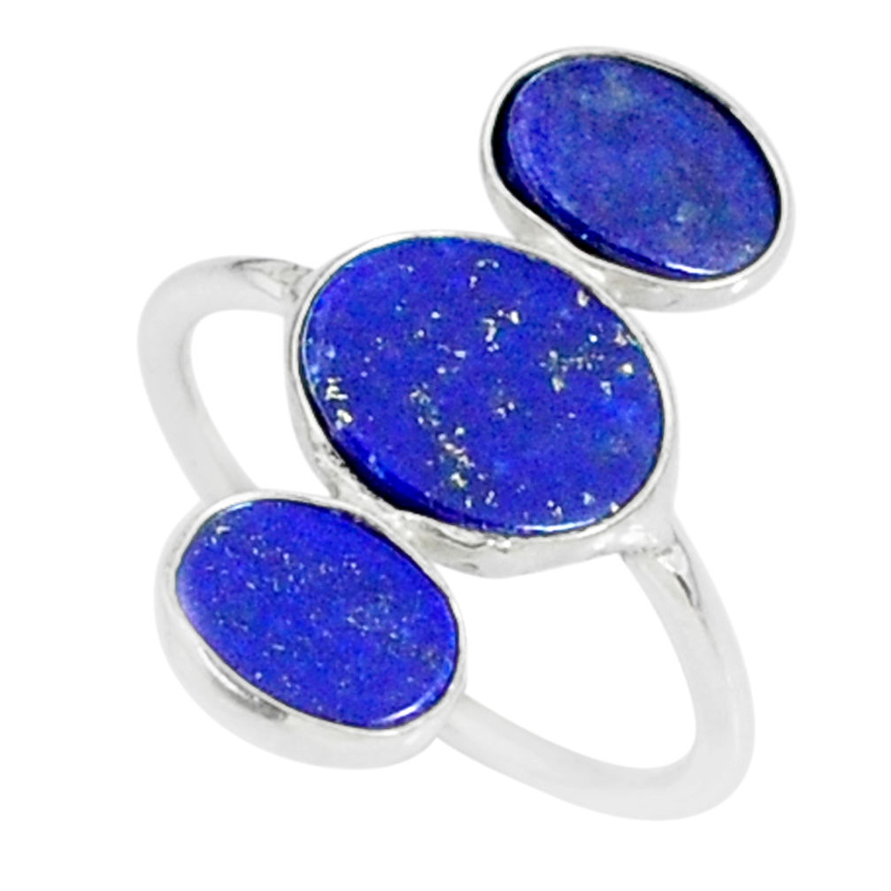 6.94cts natural blue lapis lazuli 925 sterling silver ring size 7.5 r88125
