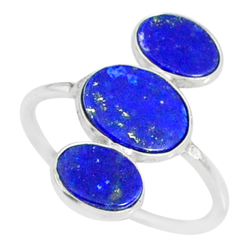 6.97cts natural blue lapis lazuli 925 sterling silver ring size 8.5 r88127