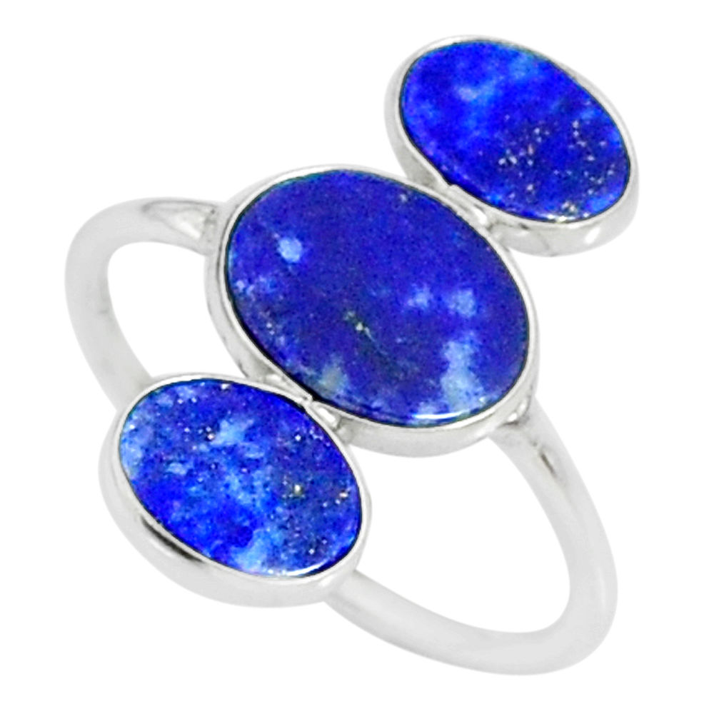 7.13cts natural blue lapis lazuli 925 sterling silver ring size 8.5 r88137