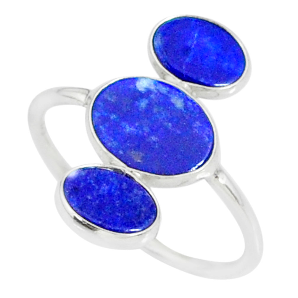 7.05cts natural blue lapis lazuli 925 sterling silver ring size 10 r88139