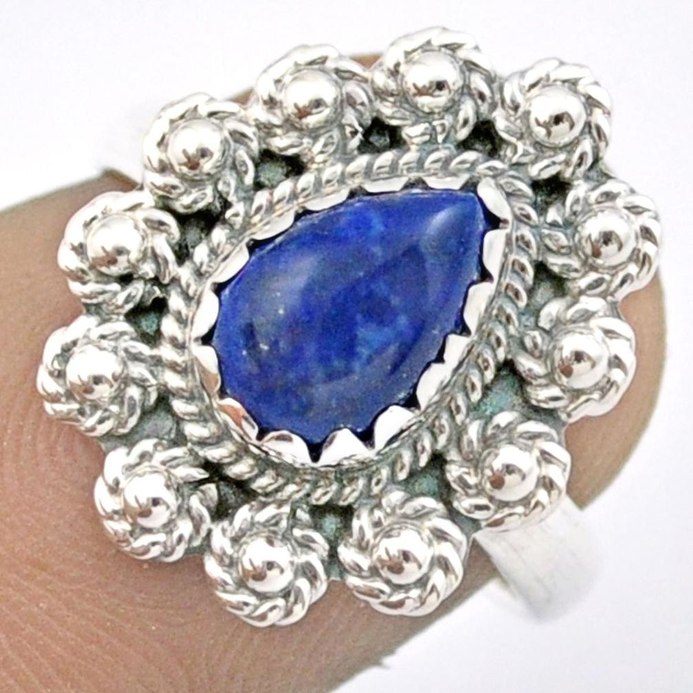 2.23cts natural blue lapis lazuli 925 sterling silver ring size 6.5 u16436