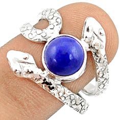 3.05cts natural blue lapis lazuli 925 sterling silver snake ring size 7 u29611
