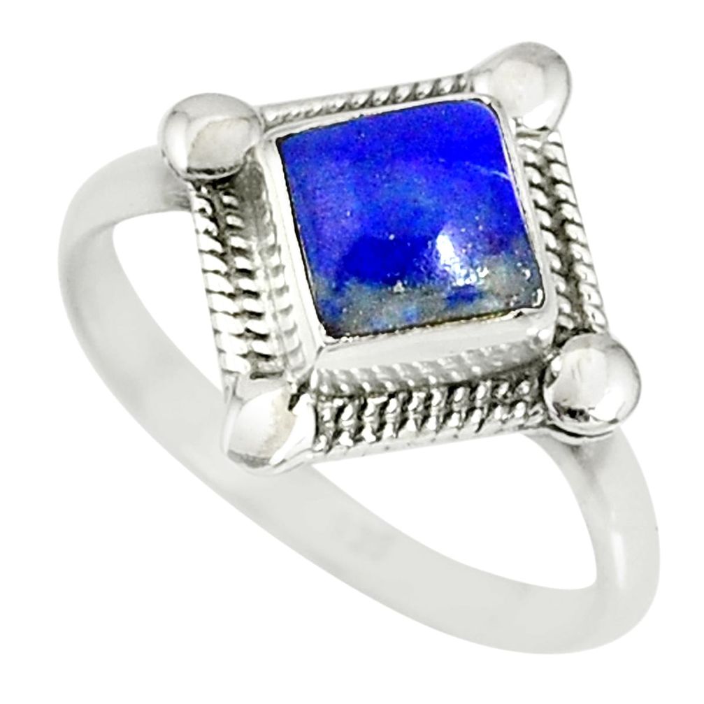 1.14cts natural blue lapis lazuli silver solitaire ring jewelry size 6 r78845