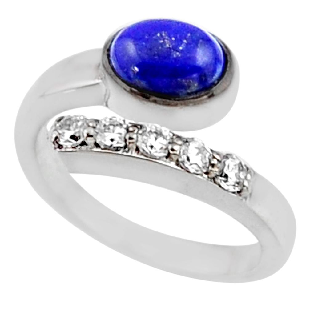 3.72cts natural blue lapis lazuli topaz 925 silver adjustable ring size 7 r54549