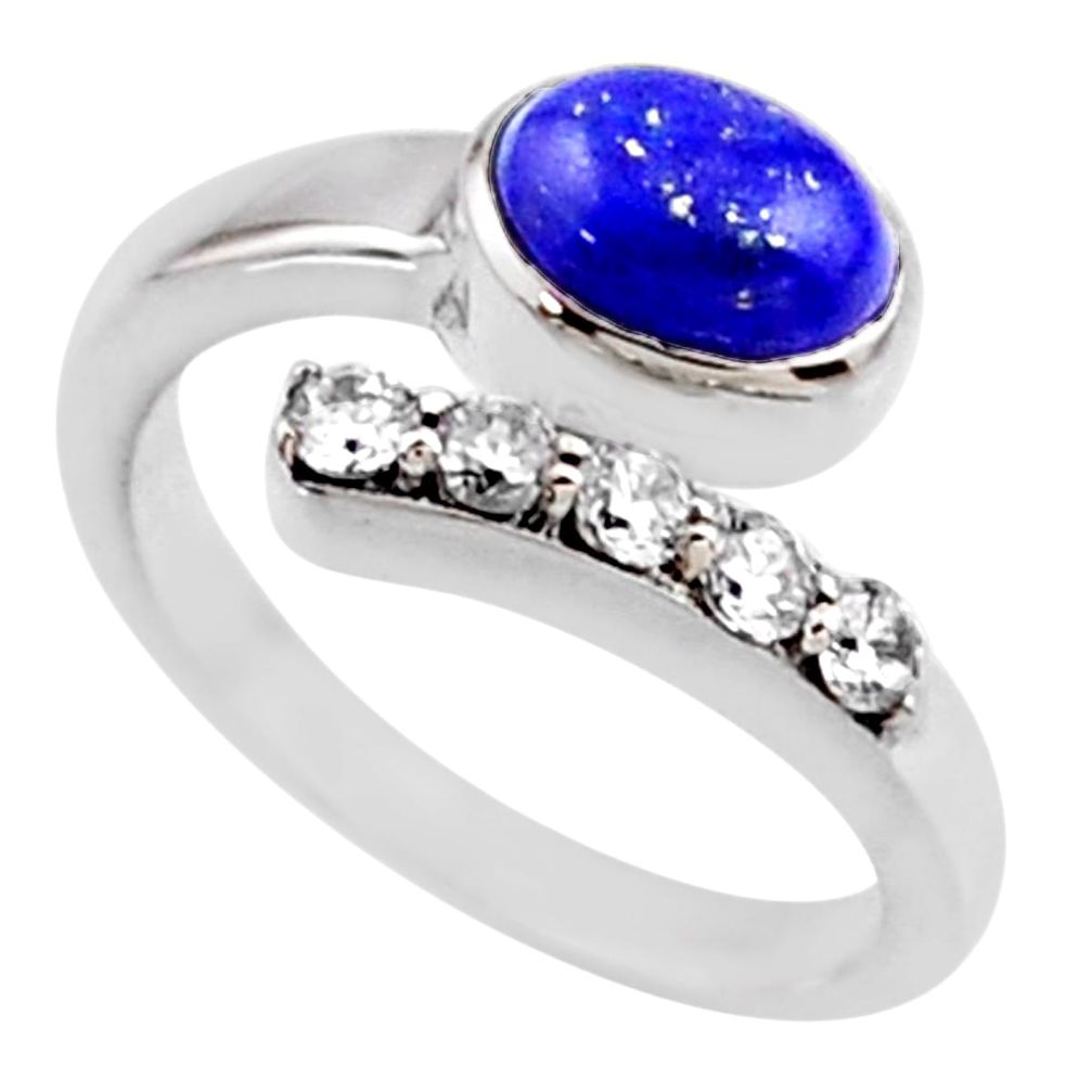 3.91cts natural blue lapis lazuli topaz 925 silver adjustable ring size 8 r54550