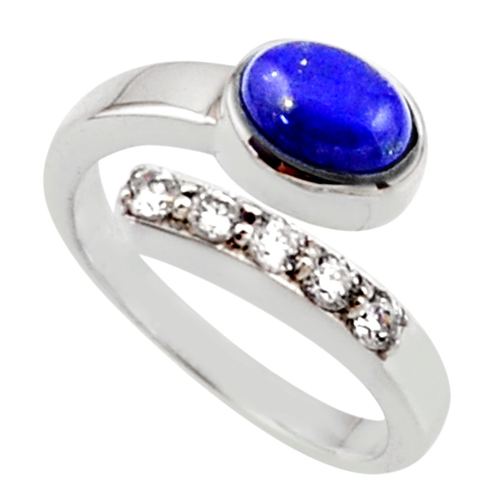 3.72cts natural blue lapis lazuli topaz 925 silver adjustable ring size 8 r54571