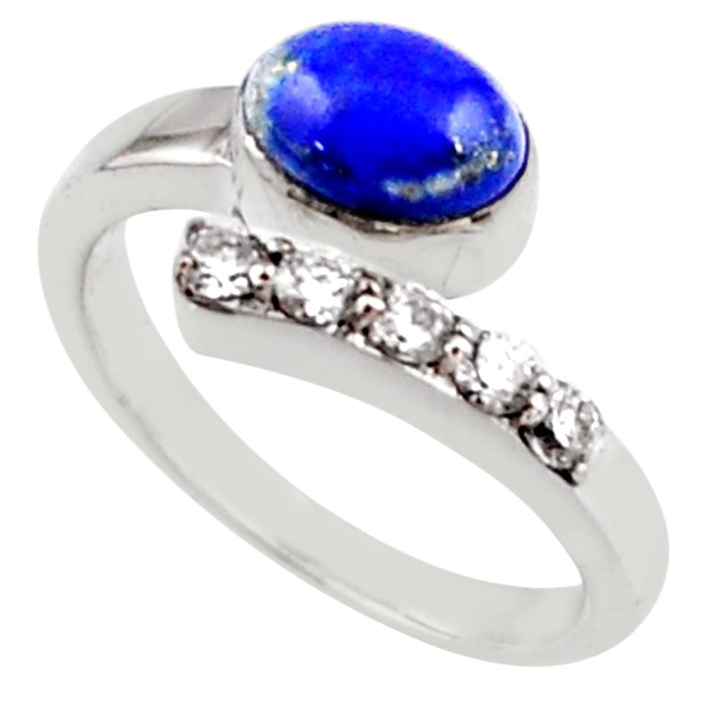 3.58cts natural blue lapis lazuli topaz 925 silver adjustable ring size 8 r54572