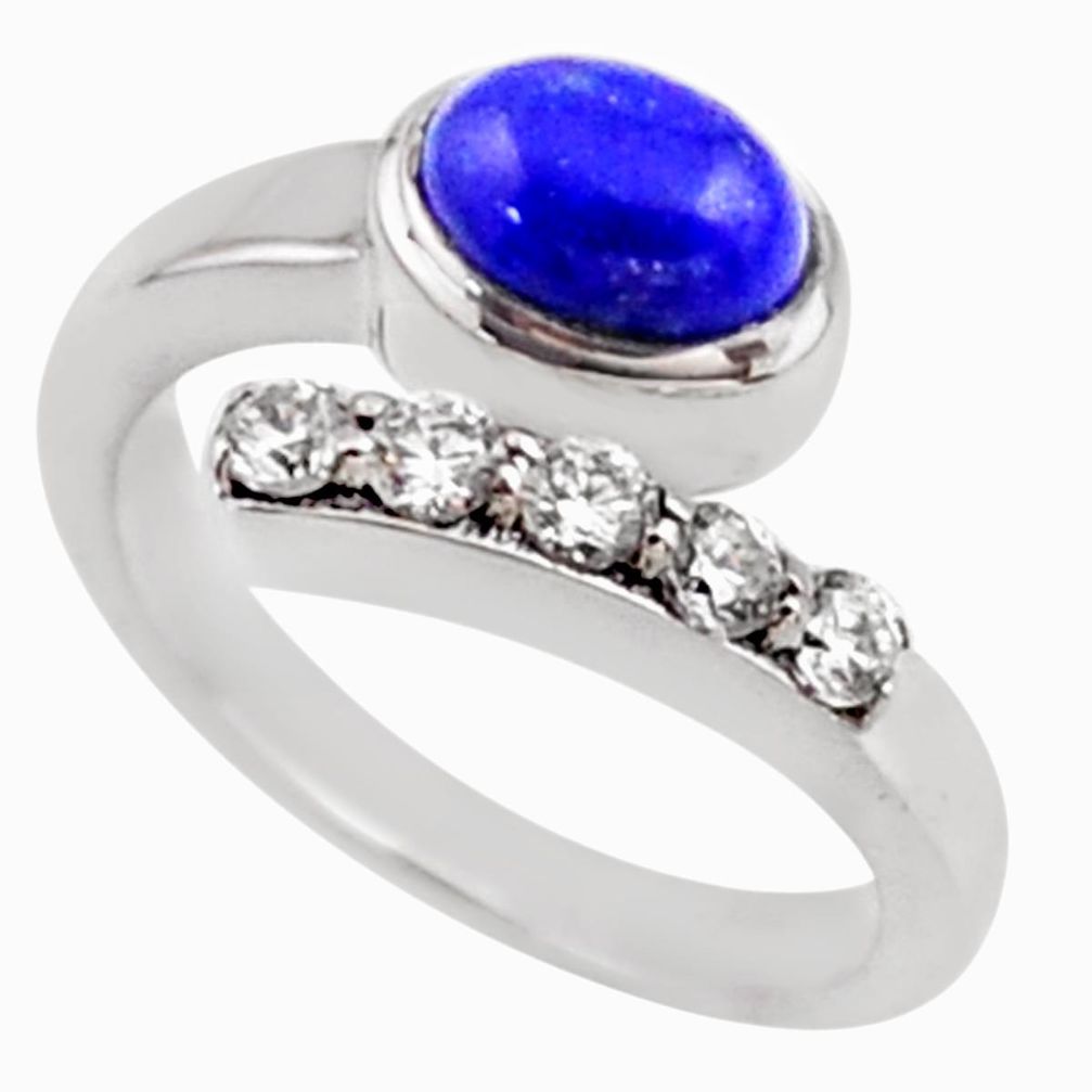 3.72cts natural blue lapis lazuli topaz 925 silver adjustable ring size 9 r54545