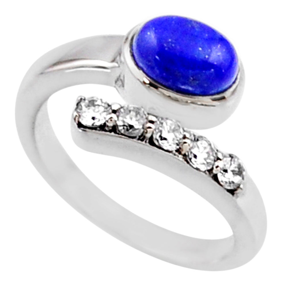 3.75cts natural blue lapis lazuli topaz 925 silver adjustable ring size 9 r54546
