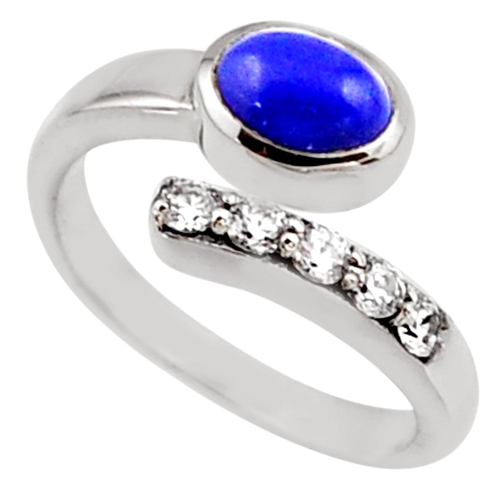 3.72cts natural blue lapis lazuli topaz 925 silver adjustable ring size 9 r54547