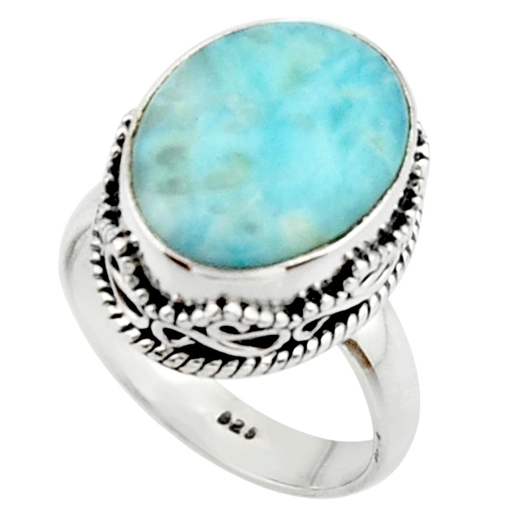 9.14cts natural blue larimar 925 silver solitaire ring jewelry size 7.5 r22348