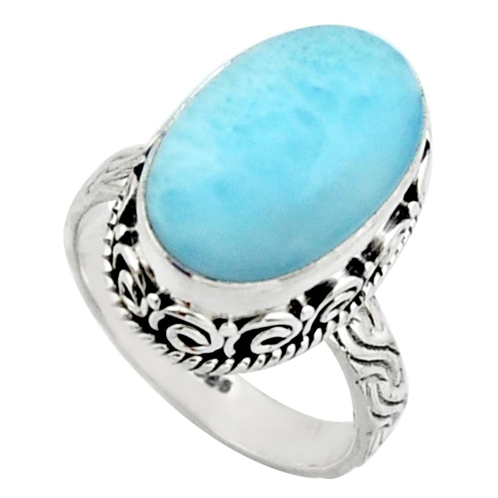 8.02cts natural blue larimar 925 silver solitaire ring jewelry size 7.5 r22351